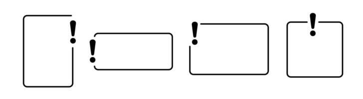 Set of empty exclamation frame. Border with black exclamation mark vector