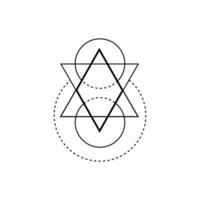 Black triangle with esoteric and ritual symbols. vector