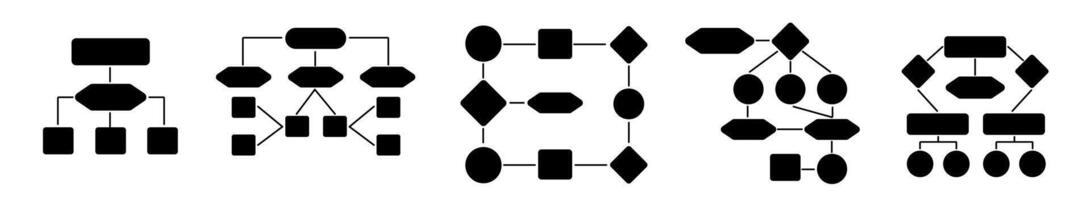 Simple black flowchart for workflow, management, and team hierarchy. vector