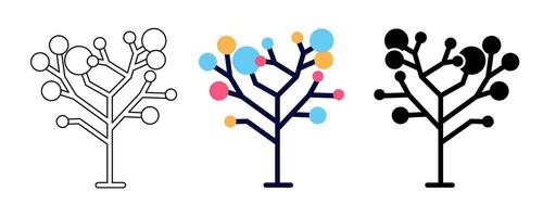 Black and outline icon of tree. vector