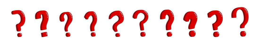 Question icons in red for problems, searches, and hidden answers. vector