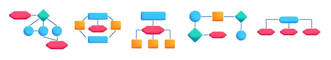 Vibrant flowchart for structured data, teamwork, and planning. vector