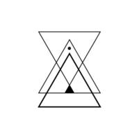 Mystic triangle with pentagram and merkabah symbols. vector