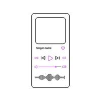 Gradient player with colorful controls for playlist and playback. vector