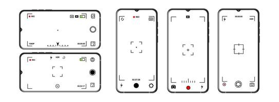 Camera interface template with zoom and focusing options. vector