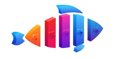 Fishbone diagram with gradient colors for project flow and analysis. vector