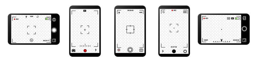 Smart camera interface with settings for photos and videos. vector