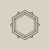 Mystical hexagon with sacred geometry and symbols vector