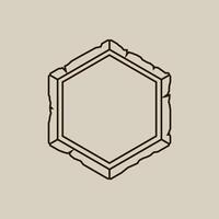 Black hexagon with occult symbols and geometry. vector