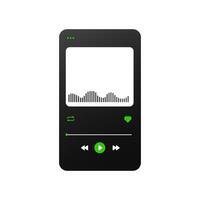 Dark music player UI with modern playback and playlist options. vector
