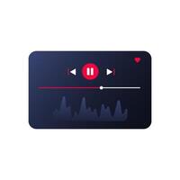 Dark music player with modern UI for playlist control. vector