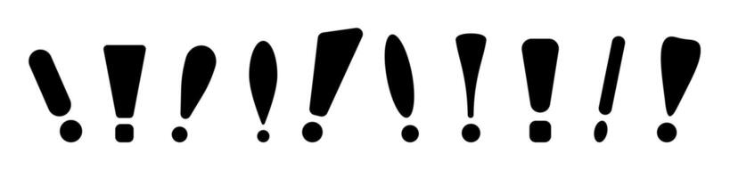 Black exclamation marks for warnings, alerts, and urgent messages. vector