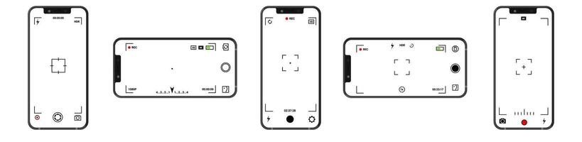 Phone camera app with adjustable settings and options. vector