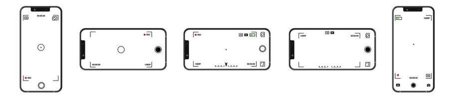 Digital camera app setup with zoom and timer settings. vector