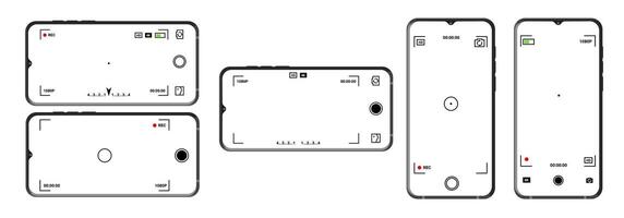 Camera interface with viewfinder, zoom, and options. vector