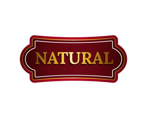 Red eco label for wellness, vegan, and organic branding.