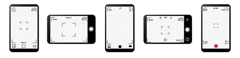 Camera app template with zoom, frame, and options vector