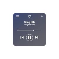 Gradient music player UI for easy song and playlist control. vector