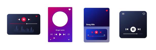 Vibrant music player UI with gradient design for playlists. vector