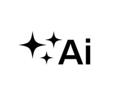 Minimalist AI icon with gradient design, modern typography, and bot focus. vector