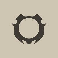 Gothic and scifi inspired avatar frame in black, featuring a round border with horned elements, ideal for a demonic, edgy user profile. vector