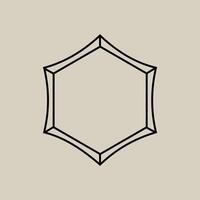 Black hexagon with sacred symbols and geometry. vector