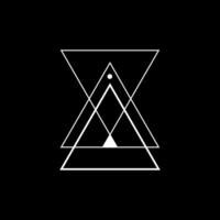 Minimalist white triangle with masonic and sacred elements. vector