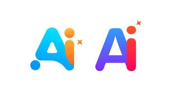 Bright AI logo with gradient design, symbolizing intelligence and virtual bots. vector