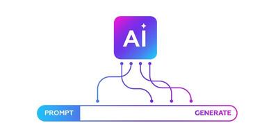 Purple gradient AI logo with star design, modern typography, and virtual bot focus. vector
