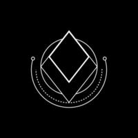 White triangle with pentagram and mystical symbols. vector