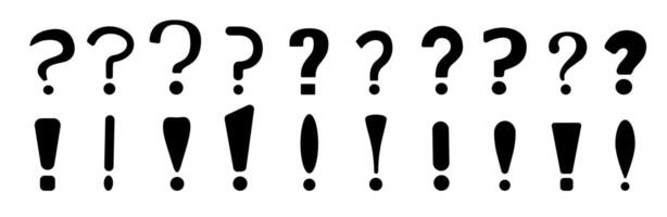 Black exclamation and question marks for alerts and important messages. vector