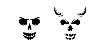 Pirate skull with devil horns and Gothic grunge style for spooky themes. vector