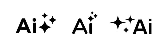 Minimal AI logo with black gradient, abstract design, and virtual bot elements. vector