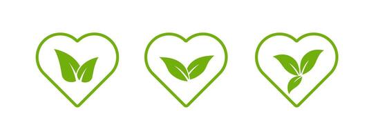 Heart and leaf design representing eco-friendly and natural themes. vector