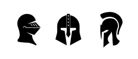Black helmet icon for knights and gladiators in battle. vector