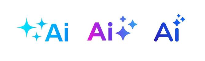 AI logo set with gradient design, abstract symbols, and modern bot focus. vector