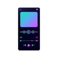 Dark music player UI with gradient controls for audio. vector