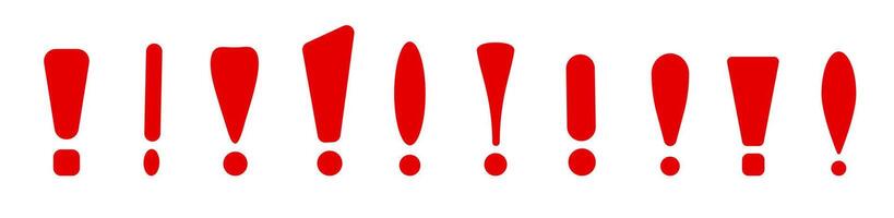 Red exclamation marks for urgent alerts, warnings, and important messages. vector