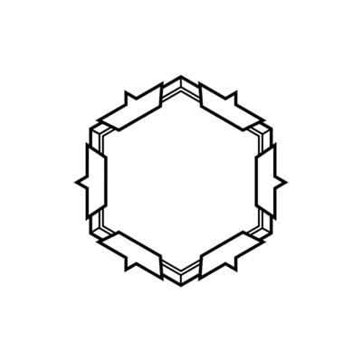 Hexagonal form with occult and spiritual design.