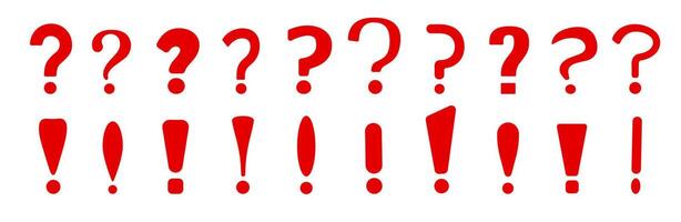 Red exclamation and question marks for urgent messages and alerts. vector
