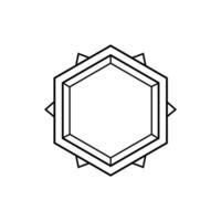 Sacred hex with mystical symbols and geometric lines. vector