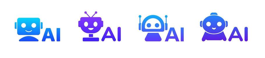 Futuristic robot icon for AI and digital technology designs. vector