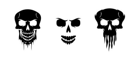 Silhouette of a devilish skull with horns for horror and Gothic art. vector