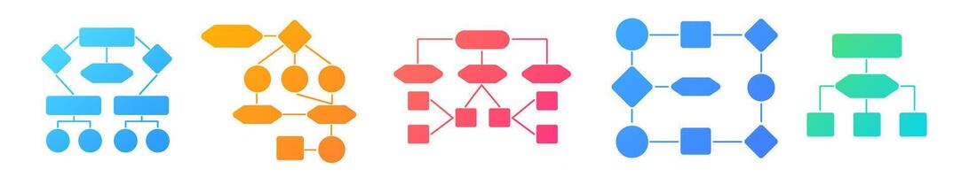 Colorful flowchart for data links and team organization. vector