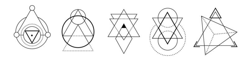 Alchemical triangle with sacred lines for mystical themes. vector