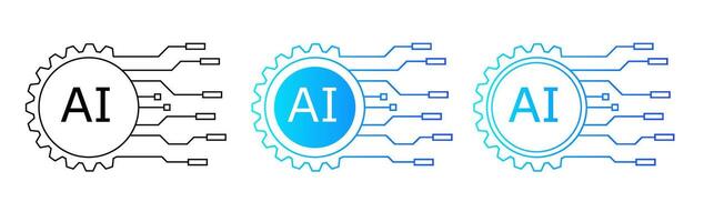 AI logo with circuit design for modern tech and innovation. vector