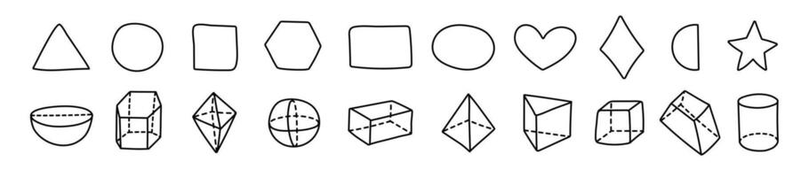 Geometric shapes in isometric style, including cubes, circles, and triangles. vector