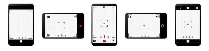 Camera interface with zoom, timer, and customizable frame. vector