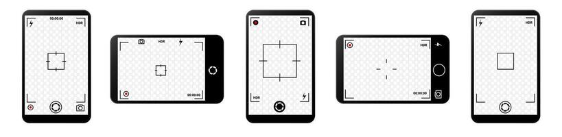 Camera app with zoom, timer, and focus settings for photos vector