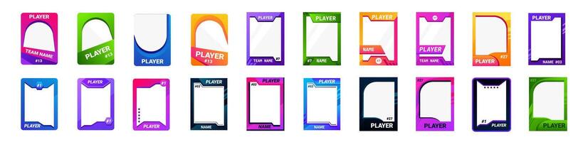 Customizable player card with team info and colorful design. vector
